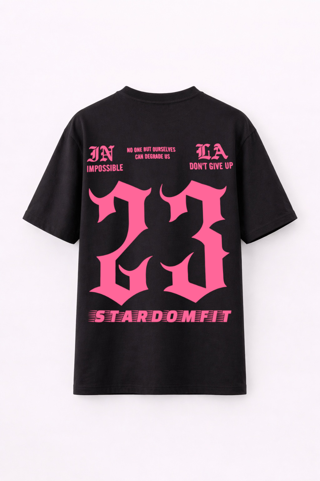 Stardomfit “23” Oversized Graphic T-Shirt – Cream White / Green Gothic Print
