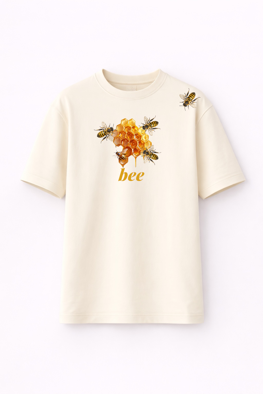 Honey Bee Graphic Oversized T-Shirt – Nature-Inspired Honeycomb Print Tee