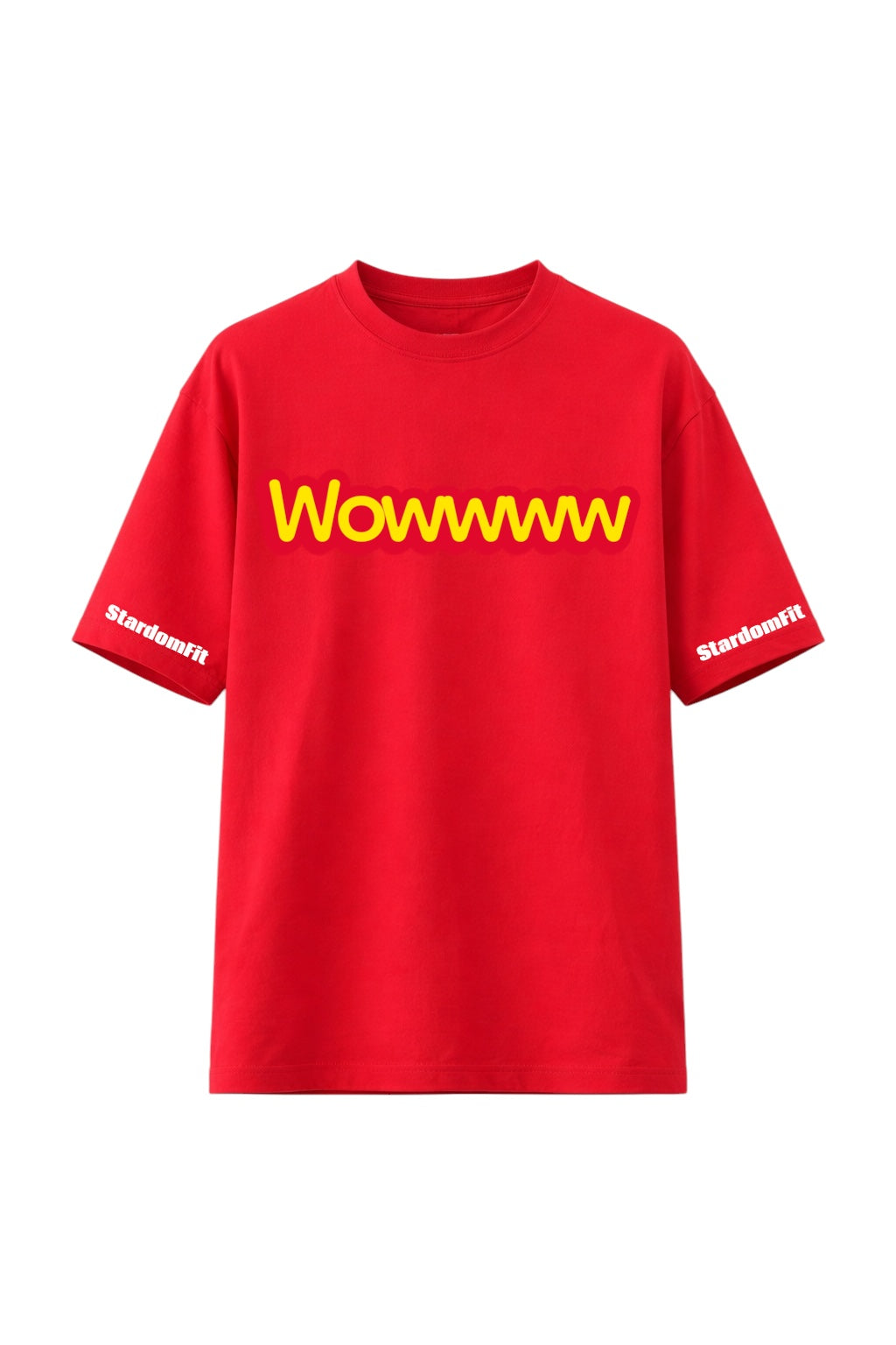 StardomFit “Wowwwww” Graphic Red T-Shirt – Bold Statement Streetwear Tee- Premium Oversize tee