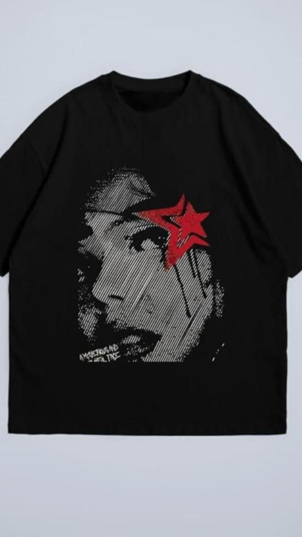 Urban Pop Star Graphic Oversized T-Shirt – Black