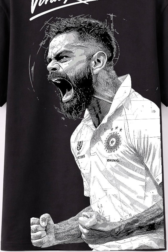 Virat Kohli Roar Edition Oversized T-Shirt – Cricket Legend Graphic Fan Tee