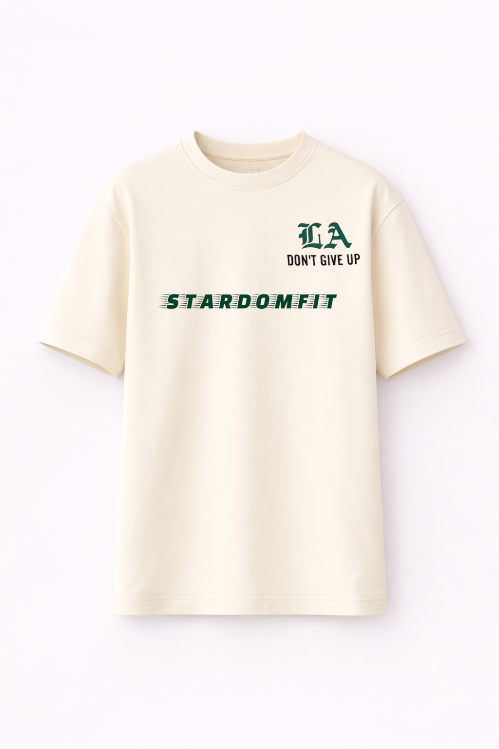 Stardomfit “23” Oversized Graphic T-Shirt – Cream White / Green Gothic Print