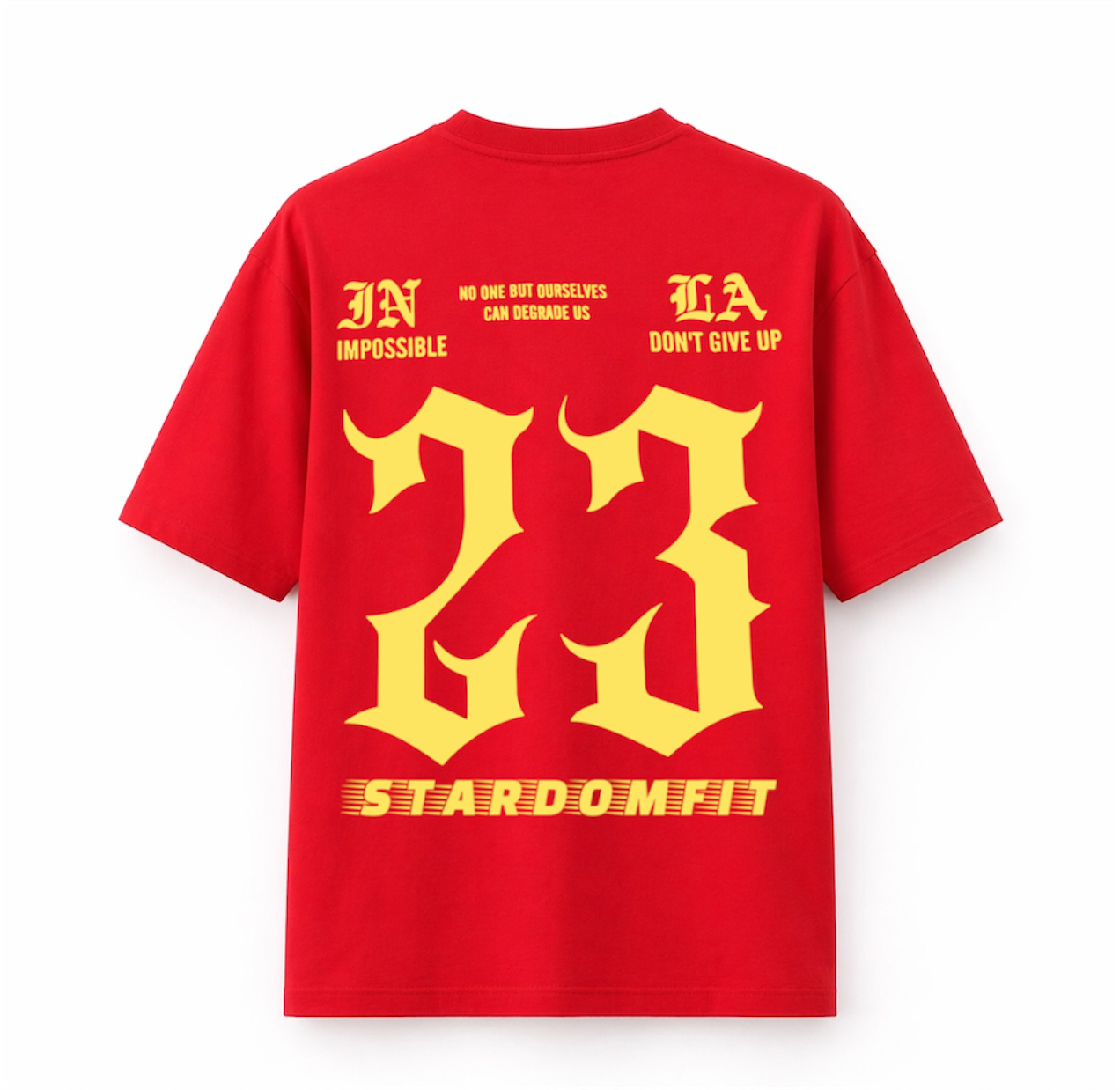Stardomfit “23” Oversized Graphic T-Shirt – Cream White / Green Gothic Print