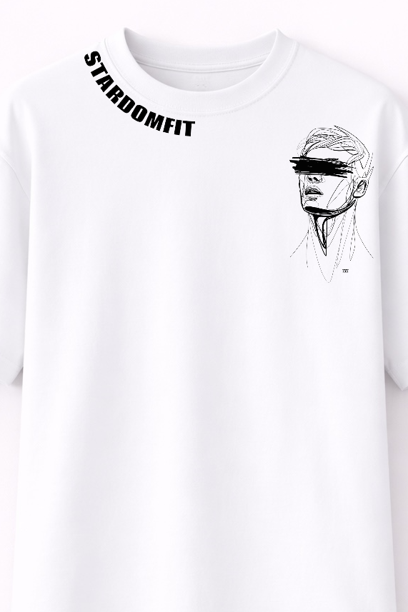 StardomFit “Blind Vision” Oversized Graphic Tee – White