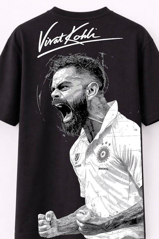 Virat Kohli Roar Edition Oversized T-Shirt – Cricket Legend Graphic Fan Tee