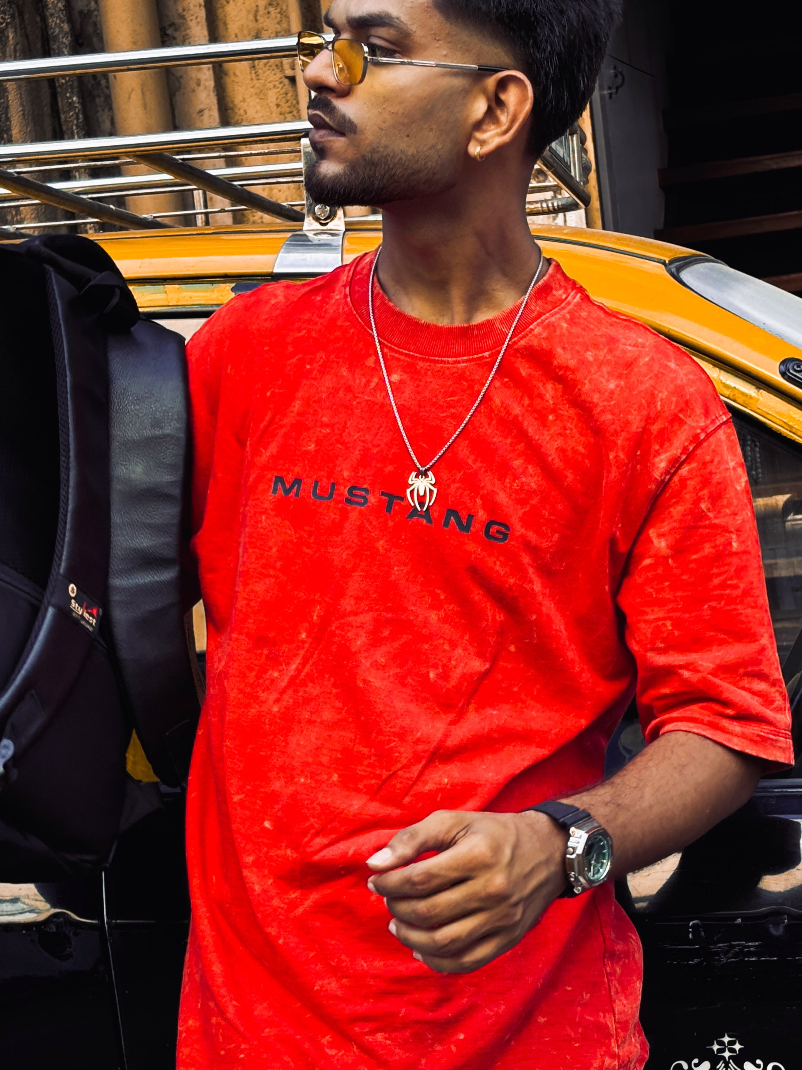 Stardom Fit Mustang Core Oversize Tee – Premium Acid-Wash Streetwear T-Shirt for Men