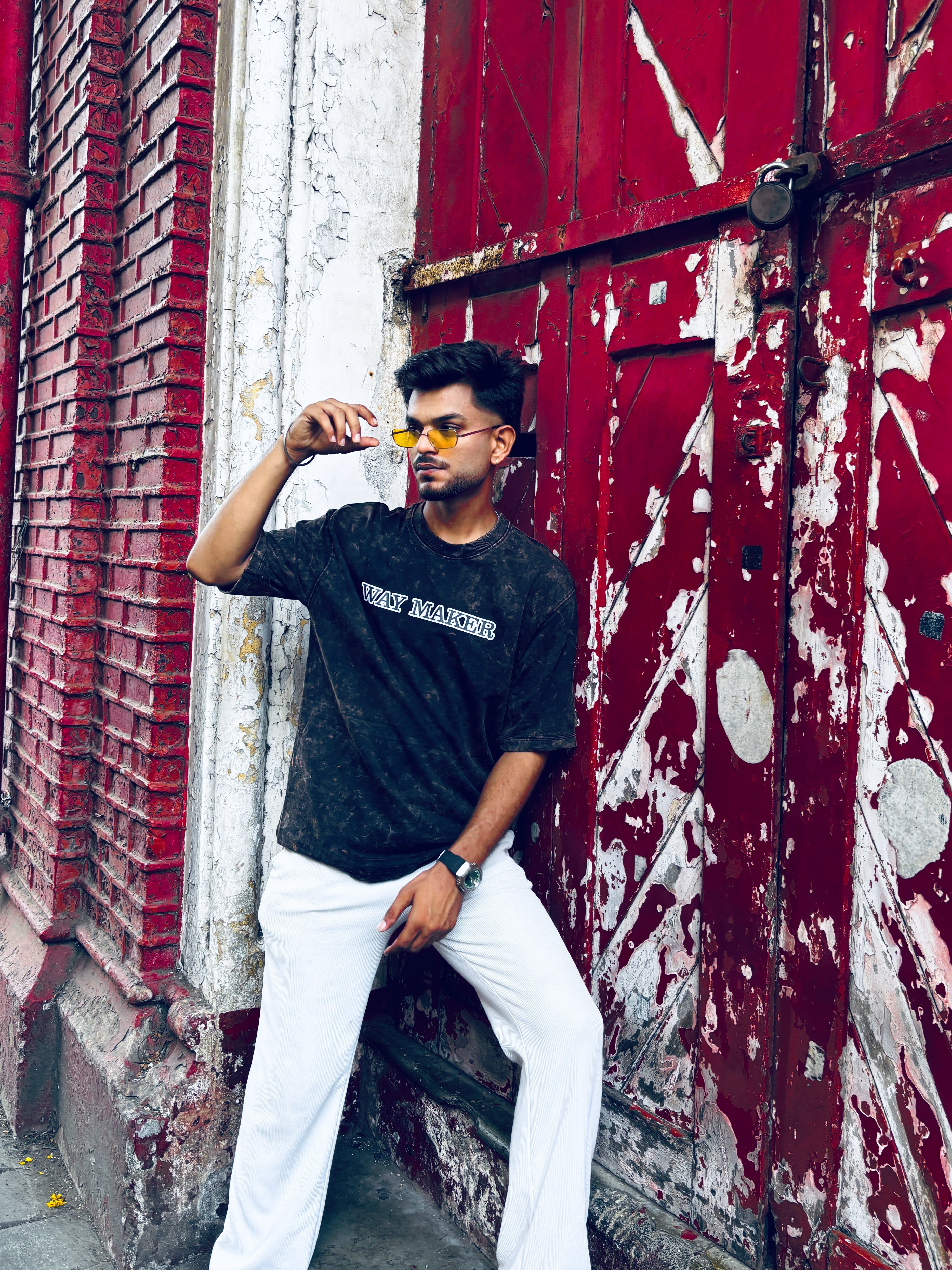 Stardom Fit Way Maker Retro Graphix Tee – Acid-Wash Oversized Streetwear T-Shirt for Men
