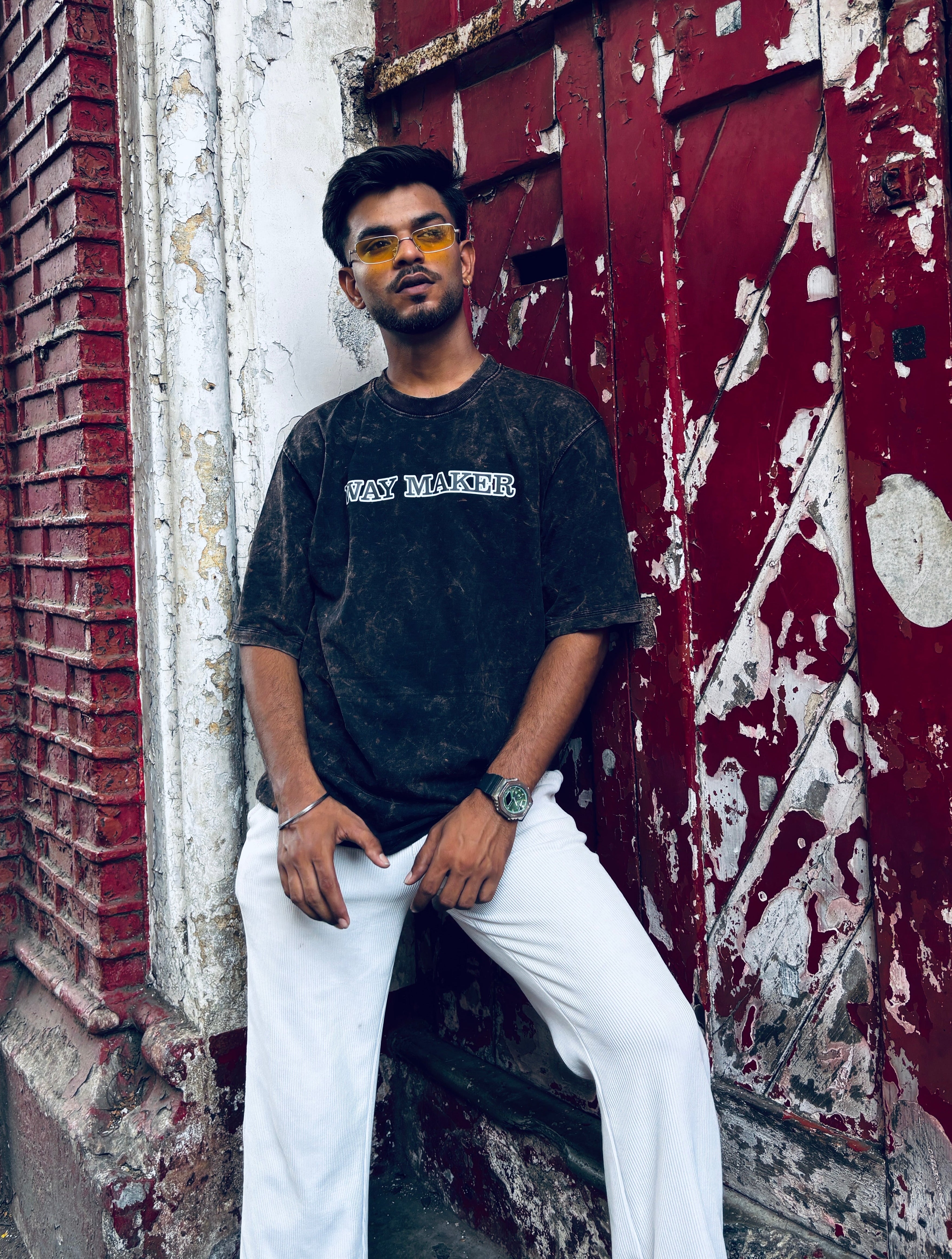 Stardom Fit Way Maker Retro Graphix Tee – Acid-Wash Oversized Streetwear T-Shirt for Men